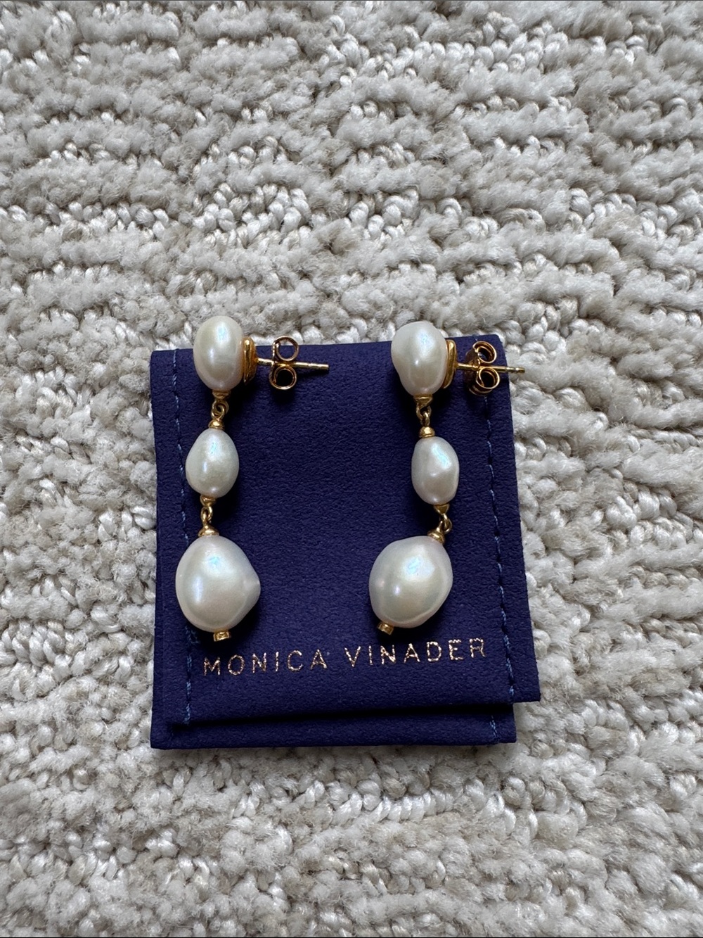 MONICA VINADER Freshwater Pearl Triple-Drop Earrings